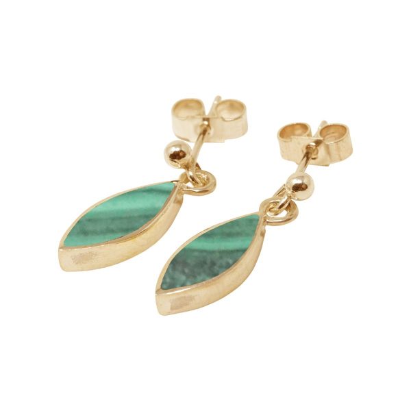 Yellow Gold Malachite Drop Earrings