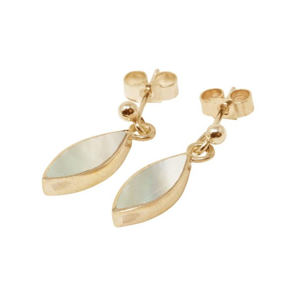 Yellow Gold Mother of Pearl Drop Earrings