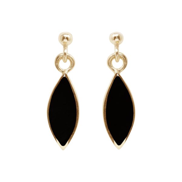 Yellow Gold Whitby Jet Drop Earrings