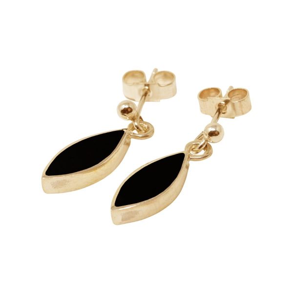 Yellow Gold Whitby Jet Drop Earrings