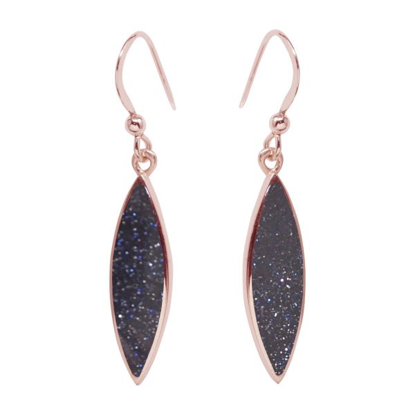 Rose Gold Blue Goldstone Drop Earrings