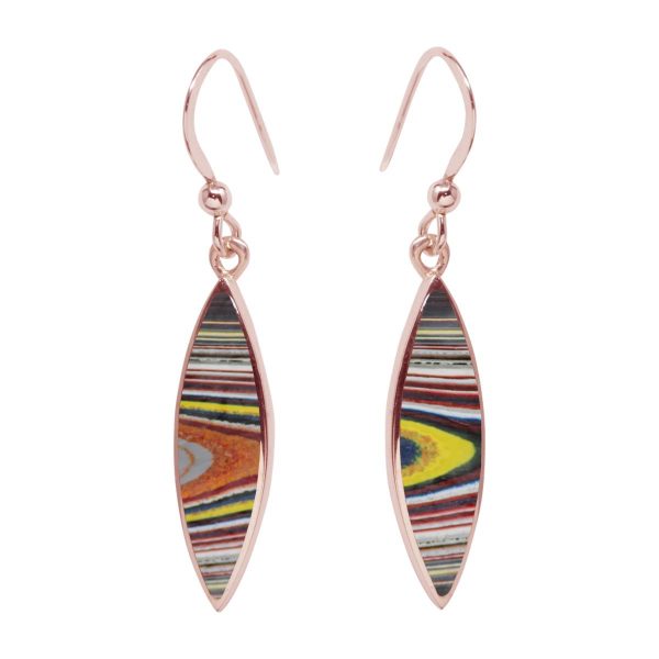 Rose Gold Fordite Drop Earrings