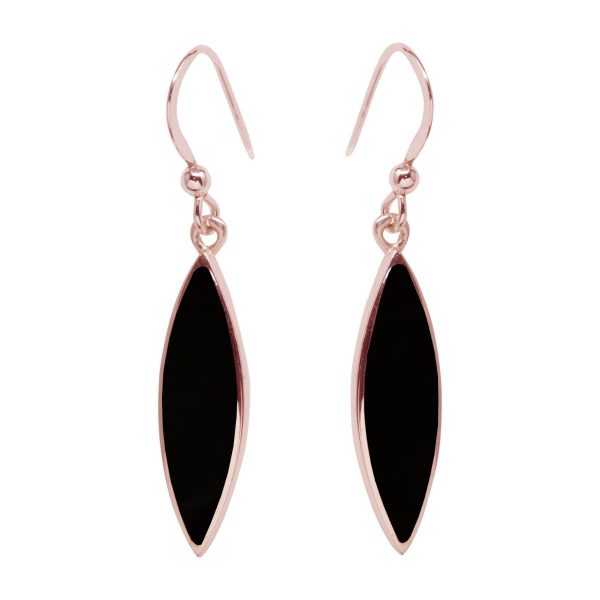 Rose Gold Whitby Jet Drop Earrings