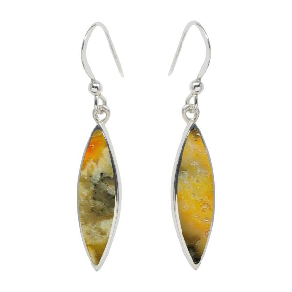 Silver Bumblebee Jasper Drop Earrings