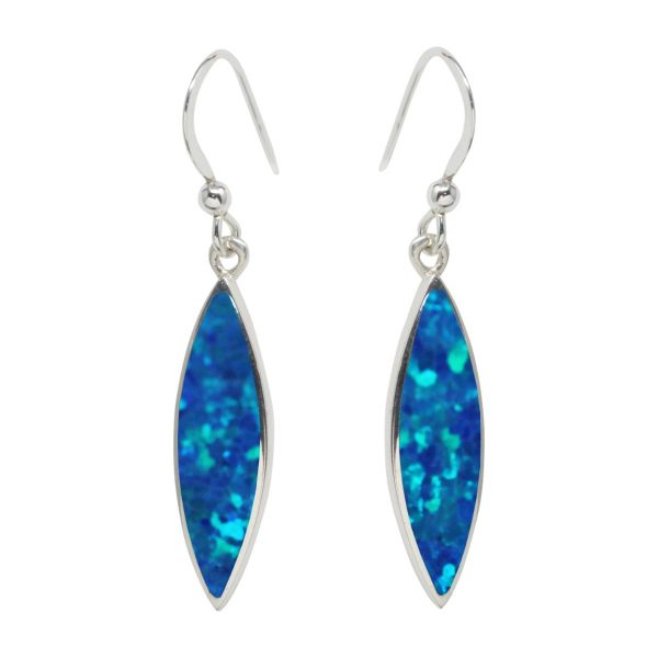 Silver Cobalt Blue Oplaite Drop Earrings