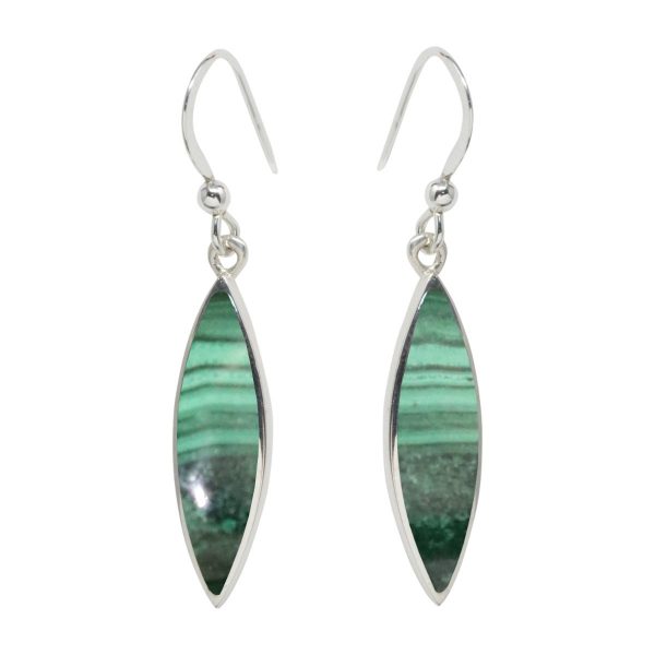 Silver Malachite Drop Earrings