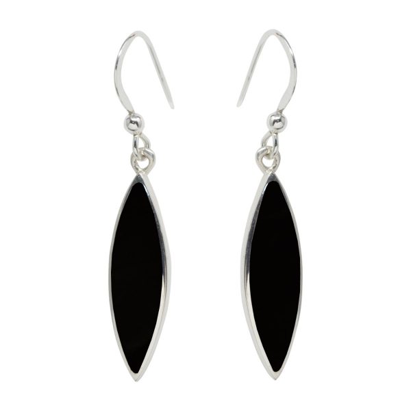 Silver Whitby Jet Drop Earrings