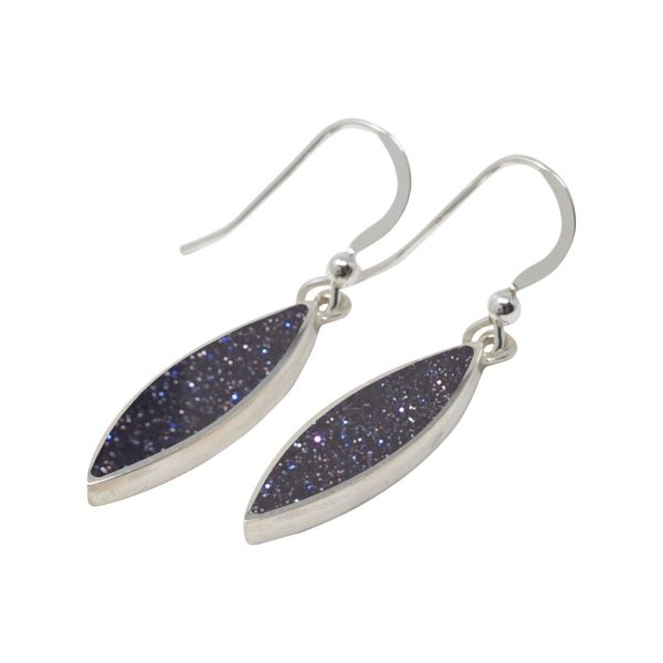 White Gold Blue Goldstone Drop Earrings