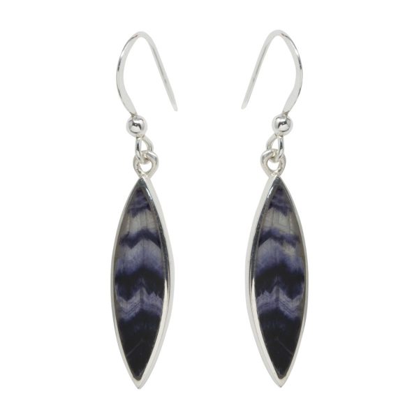 White Gold Blue John Drop Earrings