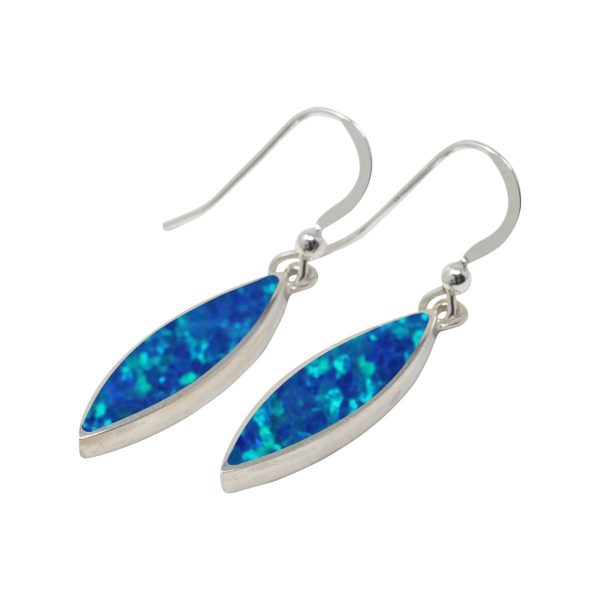 White Gold Opalite Cobalt Blue Drop Earrings