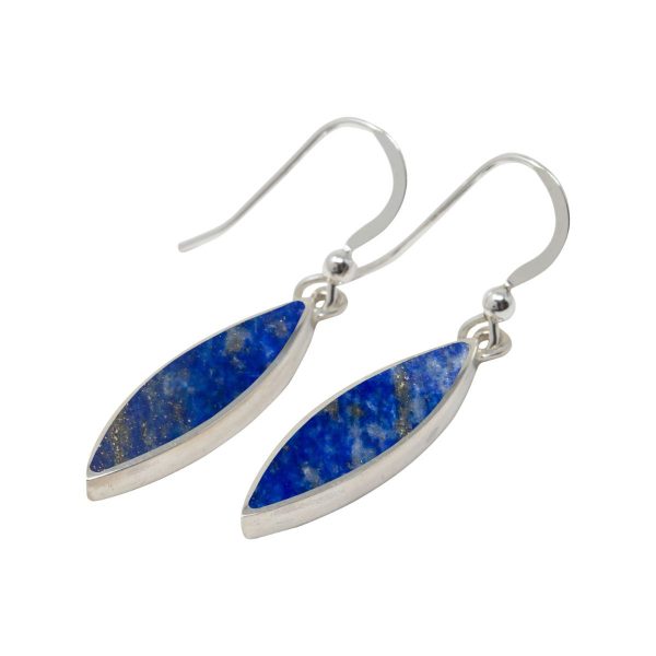 White Gold Lapis Drop Earrings