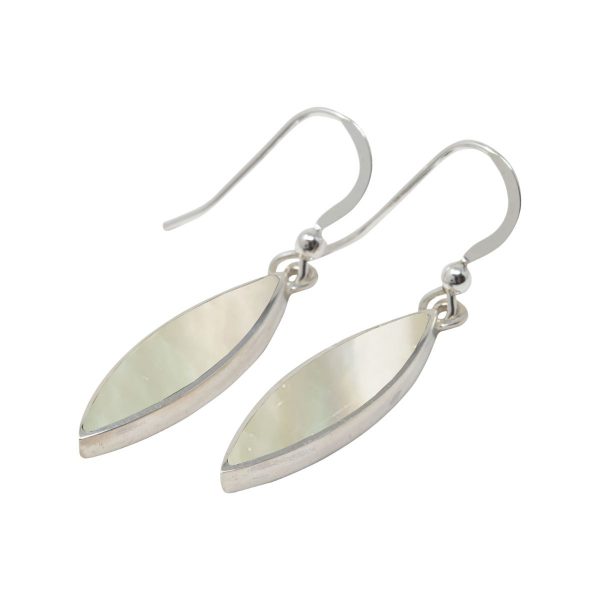 White Gold Mother of Pearl Drop Earrings