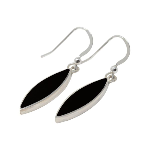 White Gold Whitby Jet Drop Earrings