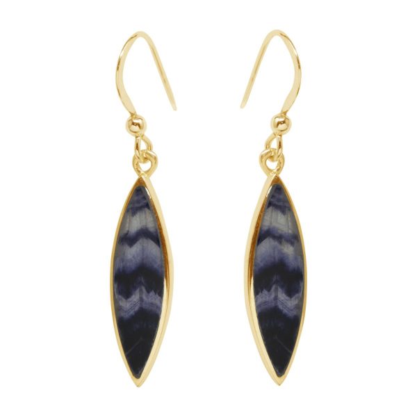 Yellow Gold Blue John Drop Earrings