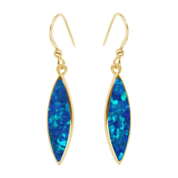 Yellow Gold Opalite Cobalt Blue Drop Earrings