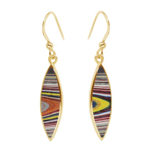 Yellow Gold Fordite Drop Earrings