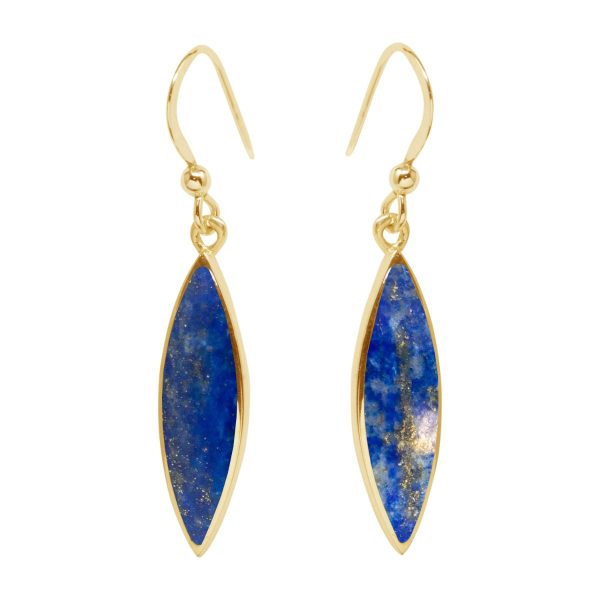 Yellow Gold Lapis Drop Earrings