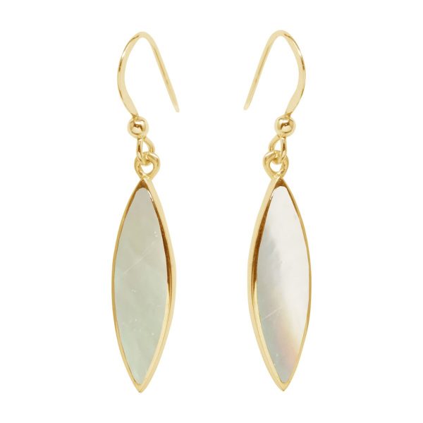 Yellow Gold Mother of Pearl Drop Earrings