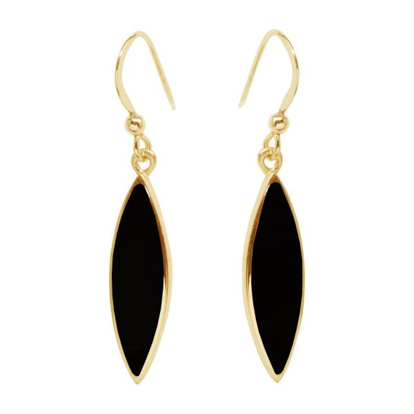 Yellow Gold Whitby Jet Drop Earrings