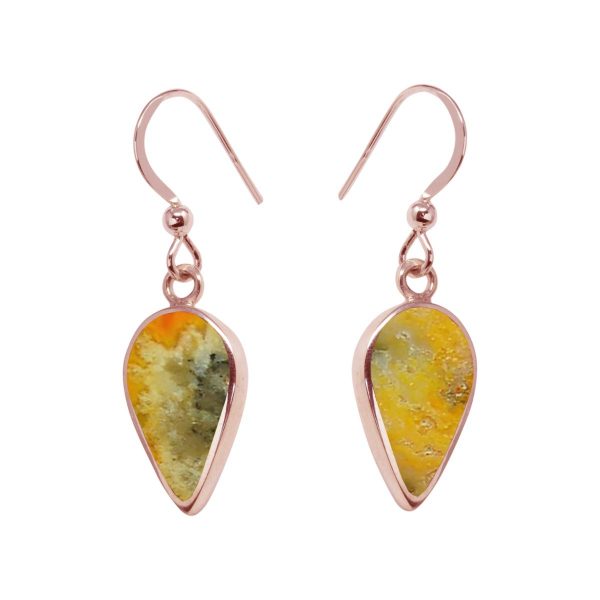 Rose Gold Bumblebee Jasper Drop Earrings