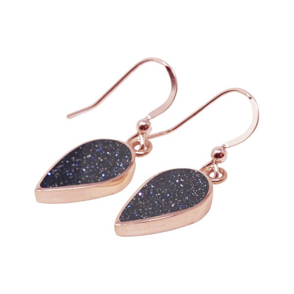 Rose Gold Blue Goldstone Drop Earrings