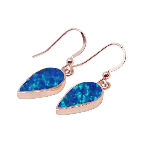 Rose Gold Opalite Cobalt Blue Drop Earrings