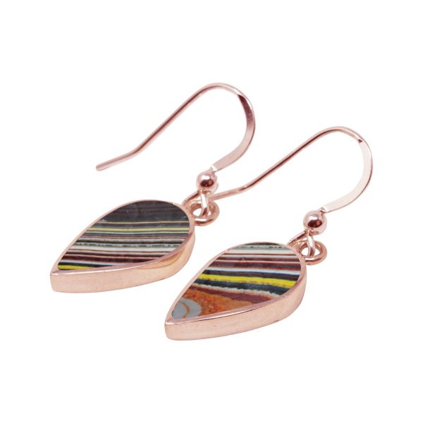 Rose Gold Fordite Drop Earrings