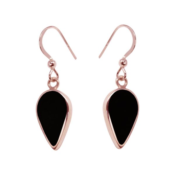 Rose Gold Whitby Jet Drop Earrings