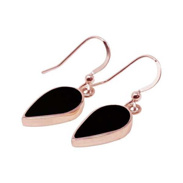 Rose Gold Whitby Jet Drop Earrings