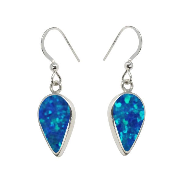 Silver Cobalt Blue Opalite Drop Earrings