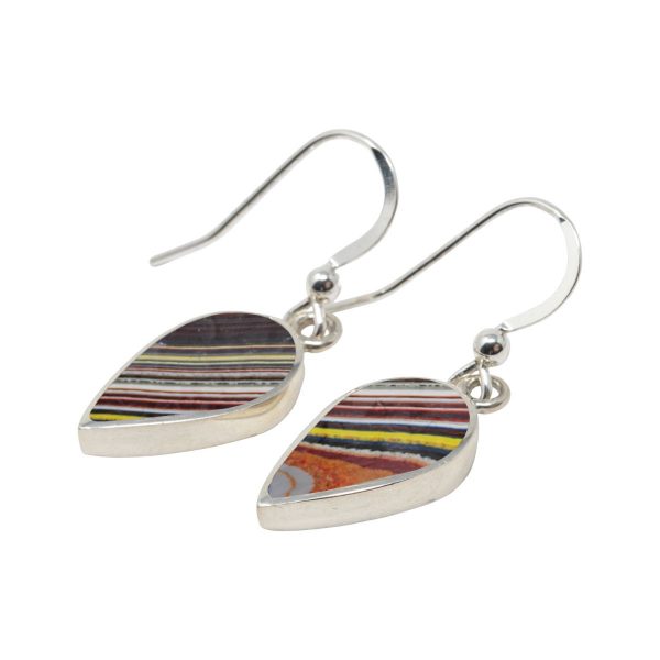 Silver Fordite Drop Earrings