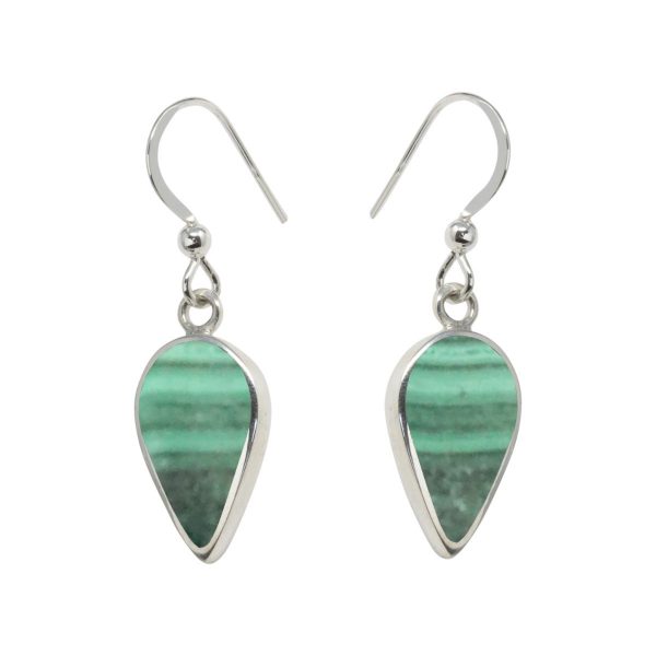 Silver Malachite Drop Earrings