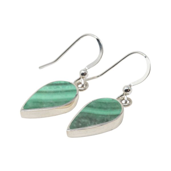 Silver Malachite Drop Earrings