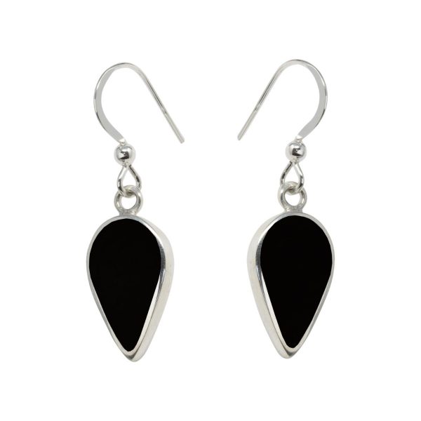 Silver Whitby Jet Drop Earrings