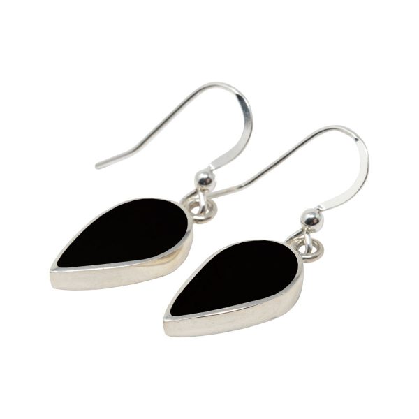 Silver Whitby Jet Drop Earrings