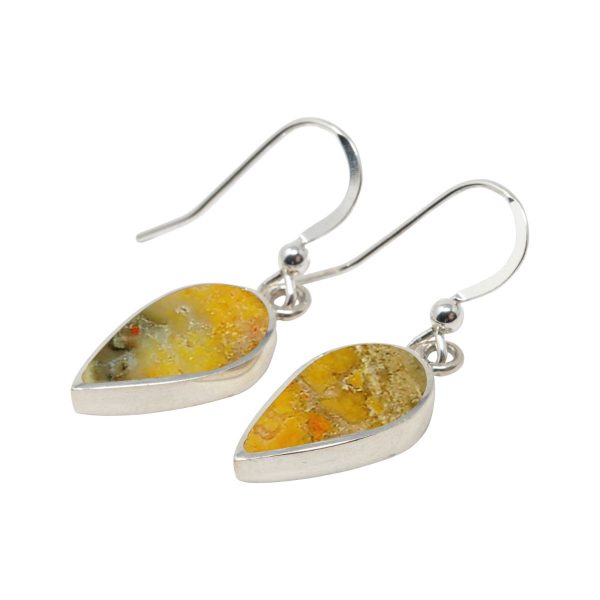 White Gold Bumblebee Jasper Drop Earrings