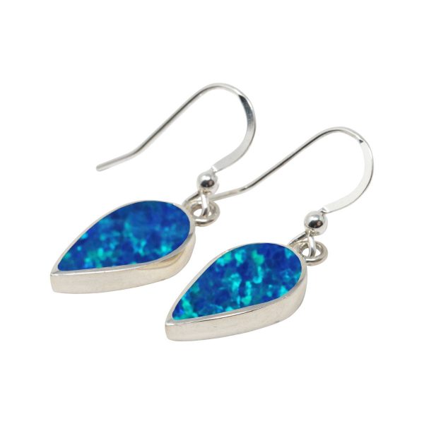 White Gold Opalite Cobalt Blue Drop Earrings