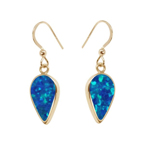 Yellow Gold Opalite Cobalt Blue Drop Earrings