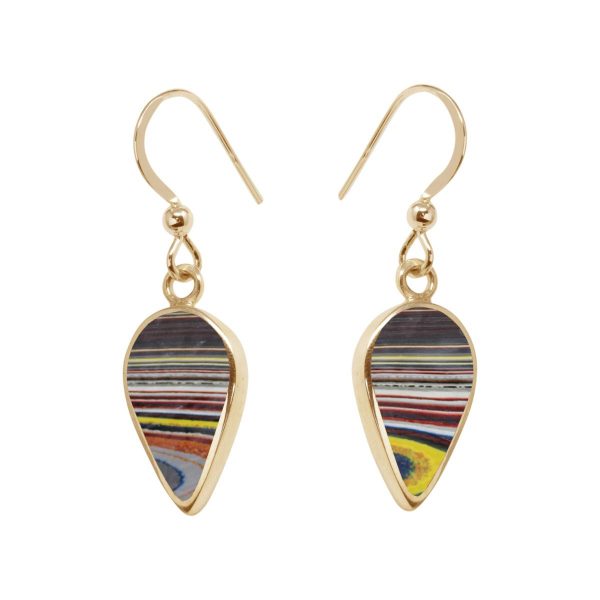 Yellow Gold Fordite Drop Earrings