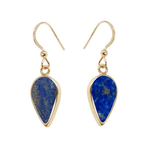 Yellow Gold Lapis Drop Earrings