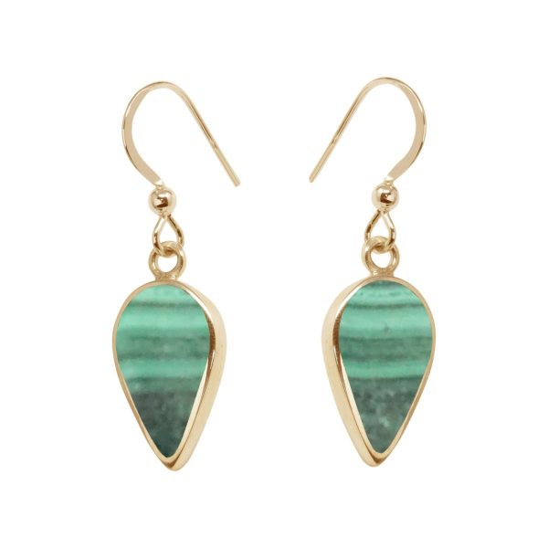 Yellow Gold Malachite Drop Earrings