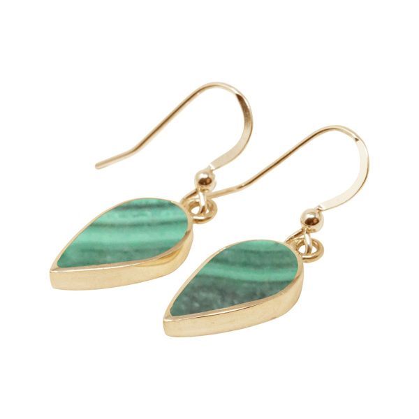 Yellow Gold Malachite Drop Earrings