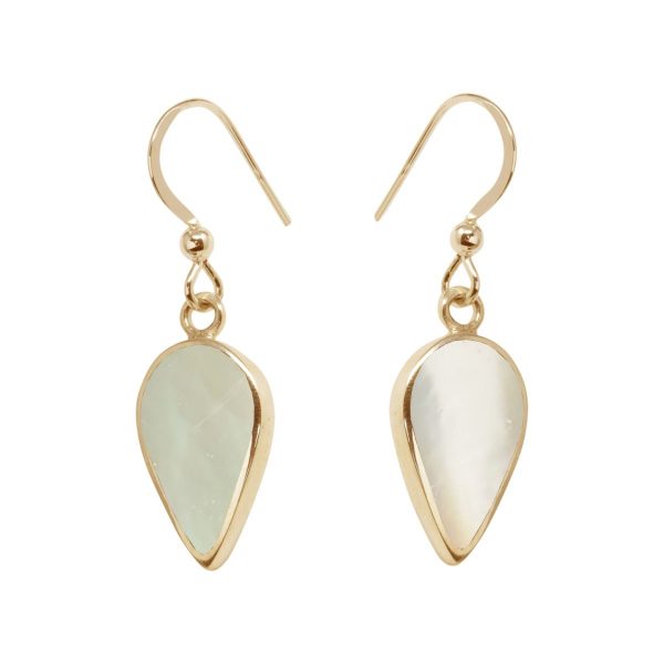 Yellow Gold Mother of Pearl Drop Earrings