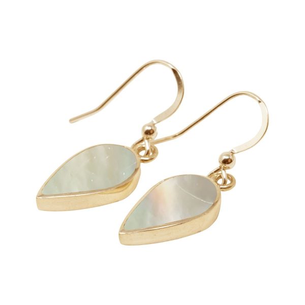 Yellow Gold Mother of Pearl Drop Earrings