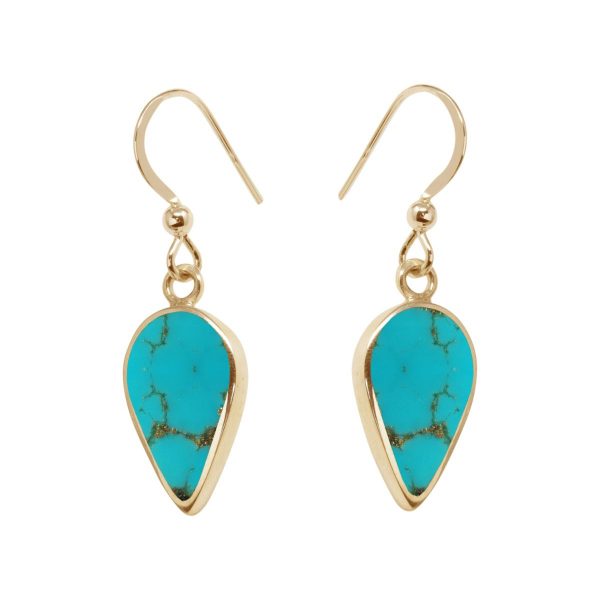 Yellow Gold Turquoise Drop Earrings