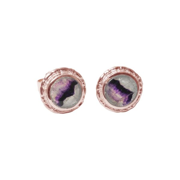 Rose Gold Blue John Round Stud Earrings