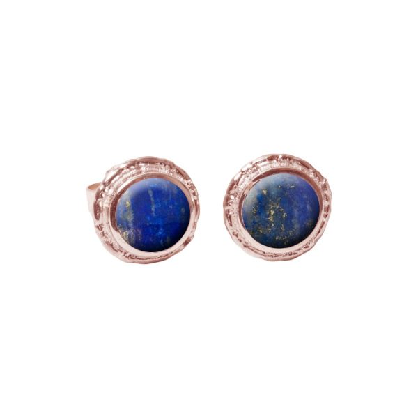 Rose Gold Lapis Round Studs