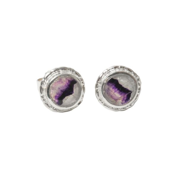 Silver Blue John Round Stud Earrings