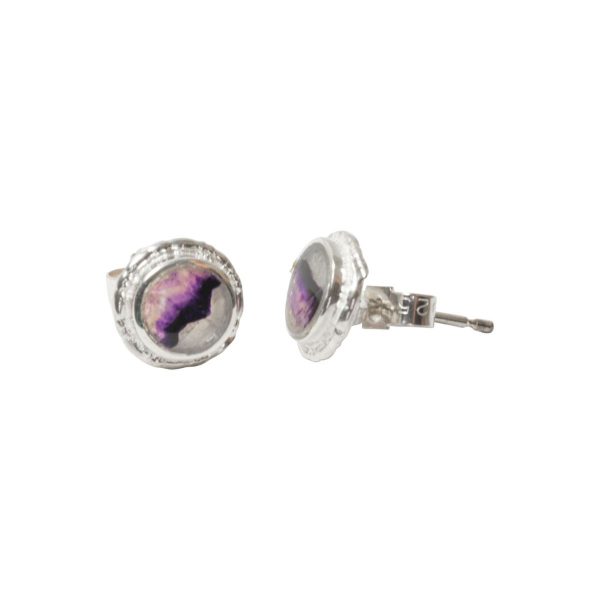 Silver Blue John Round Stud Earrings