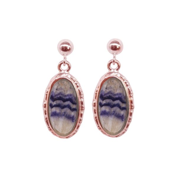 Rose Gold Blue John Oval Drop Earrings